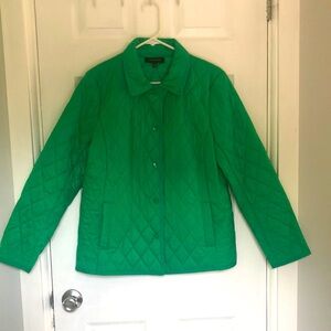 Talbots Bright Green Lightweight Quilted Spring Jacket Size M